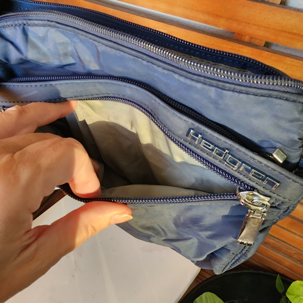 HEDGREN crossbody bag nylon 5 compartment navy blue - Picture 4 of 9